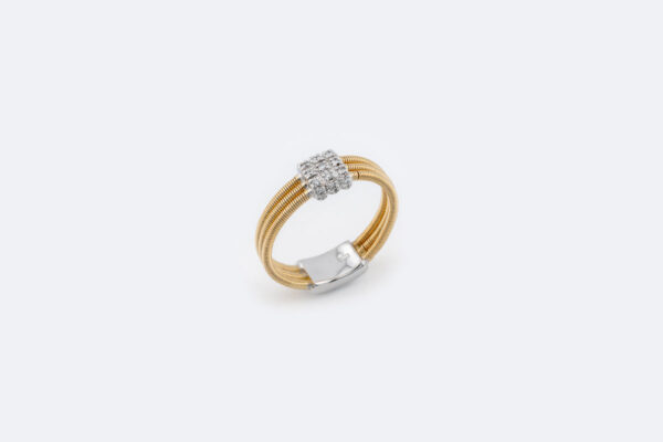 Anello tubogas oro bianco e oro giallo con diamanti