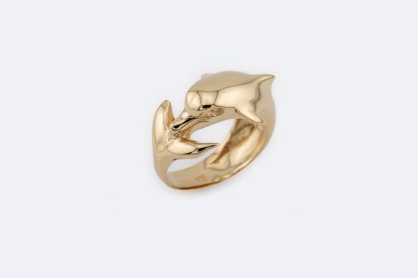 Anello delfino in oro giallo