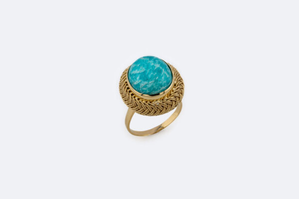Anello Vintage in oro giallo con turchese