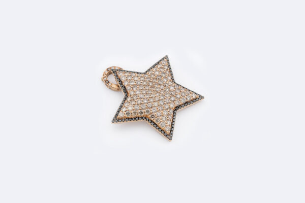 Ciondolo stella oro rosa con pavé di diamanti